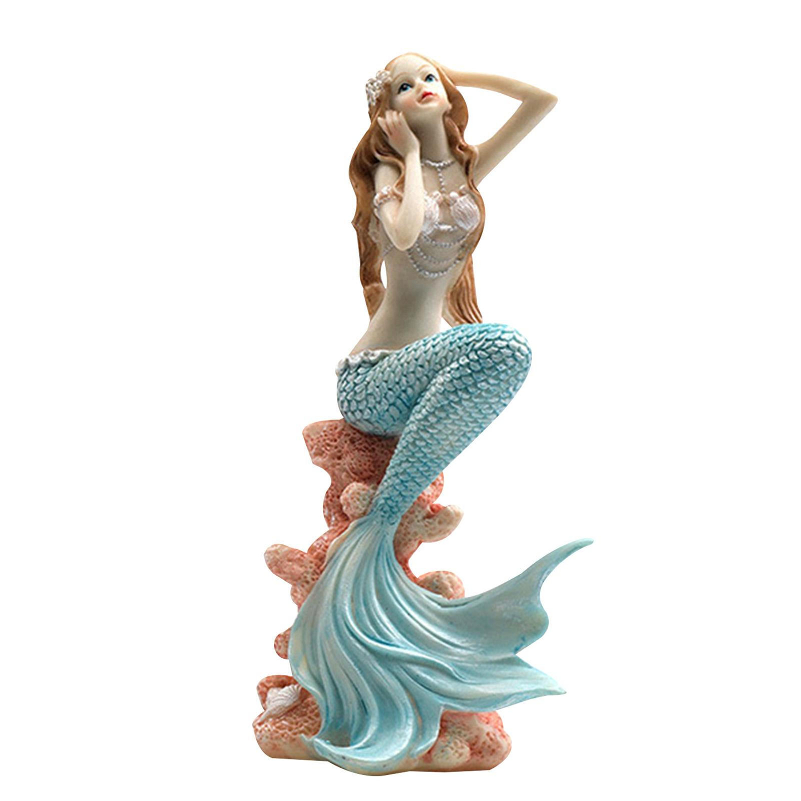 Mermaid Aquarium Ornament Resin Mermaid on Rock Cute Fish Tank