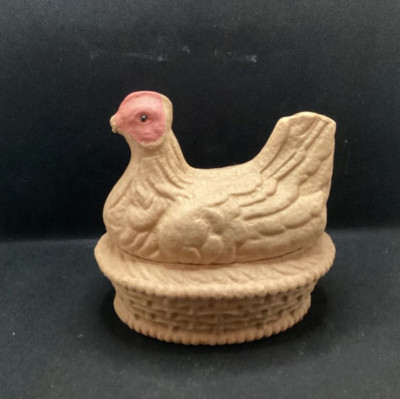 Antique Easter Paper Mache Chicken Candy Basket F.N. Co. Burt Buffalo, NY