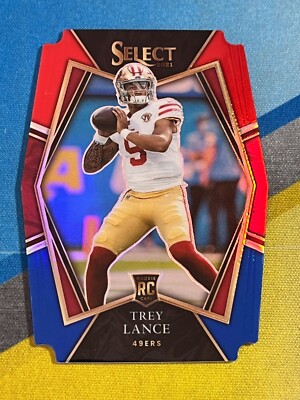 2021 Select Football TREY LANCE 49ers Premier #145 Red & White Die-Cut