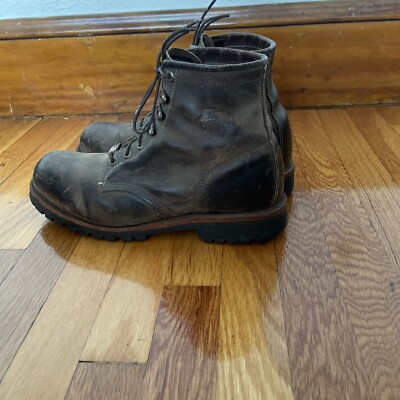 USA VINTAGE CHIPPEWA BROWN LEATHER LACE UP STEEL TOE WORK 