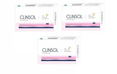 Leeford Clinsol Soap Pack of 3 (75g Each)- Enriched Tea Tree Oil with Vitamin E.