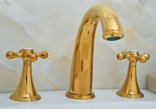 Gold Color Brass Three Hole Widespread Bathroom Faucet Sink Tub Mixer Tap 2gf021