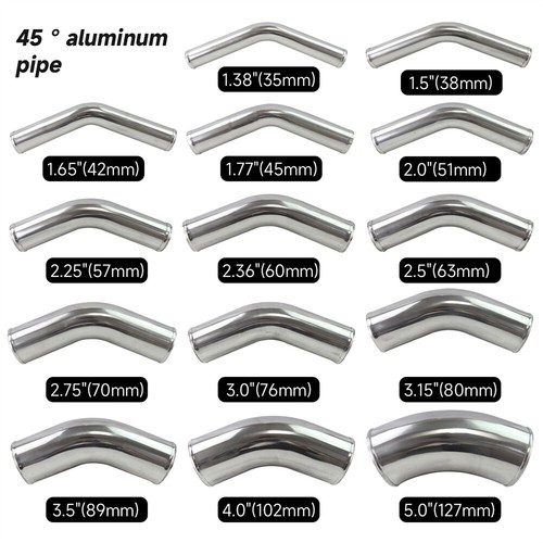 38mm/1.5in OD 45 Degree Polished Aluminum Turbo Intercooler Pipe Tube Hose - Picture 6 of 9
