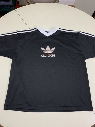 Vintage 90s Adidas Fútbol Jersey Camisa Brillante 3 Rayas Negro Hombre L de  colección usado en excelente estado | eBay