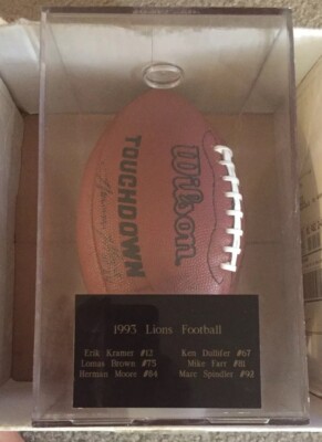 93 Lions Football Autographed E.Kramer,L Brown,H Moore,K Dillifer,Farr,Spindler