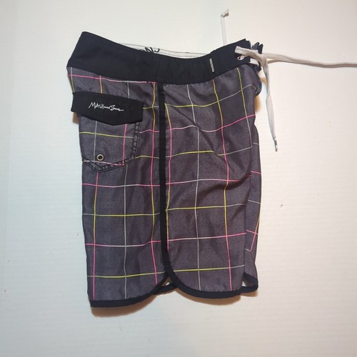 Maui And Sons Board Shorts Boys Sz 10 Gray Checkered Beach Pool Swimming Surfing - Picture 12 of 16