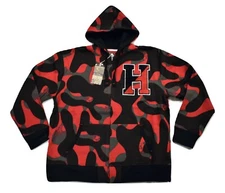 Stall & Dean Mens Harvard University Crimson Camo Varsity Hooded Jacket NWT