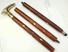 Antique Designer Brass Handle Antique Style Victorian Cane Wooden Walking Stick