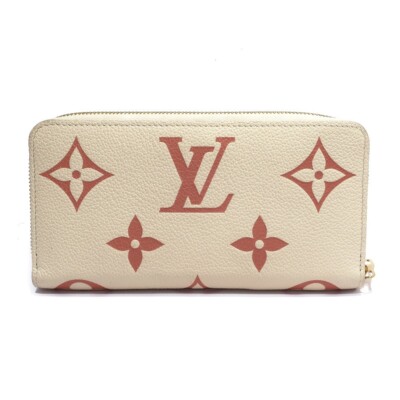 AUTH LOUIS VUITTON ZIPPY WALLET M81914 ROSE TRIANON CREAM A