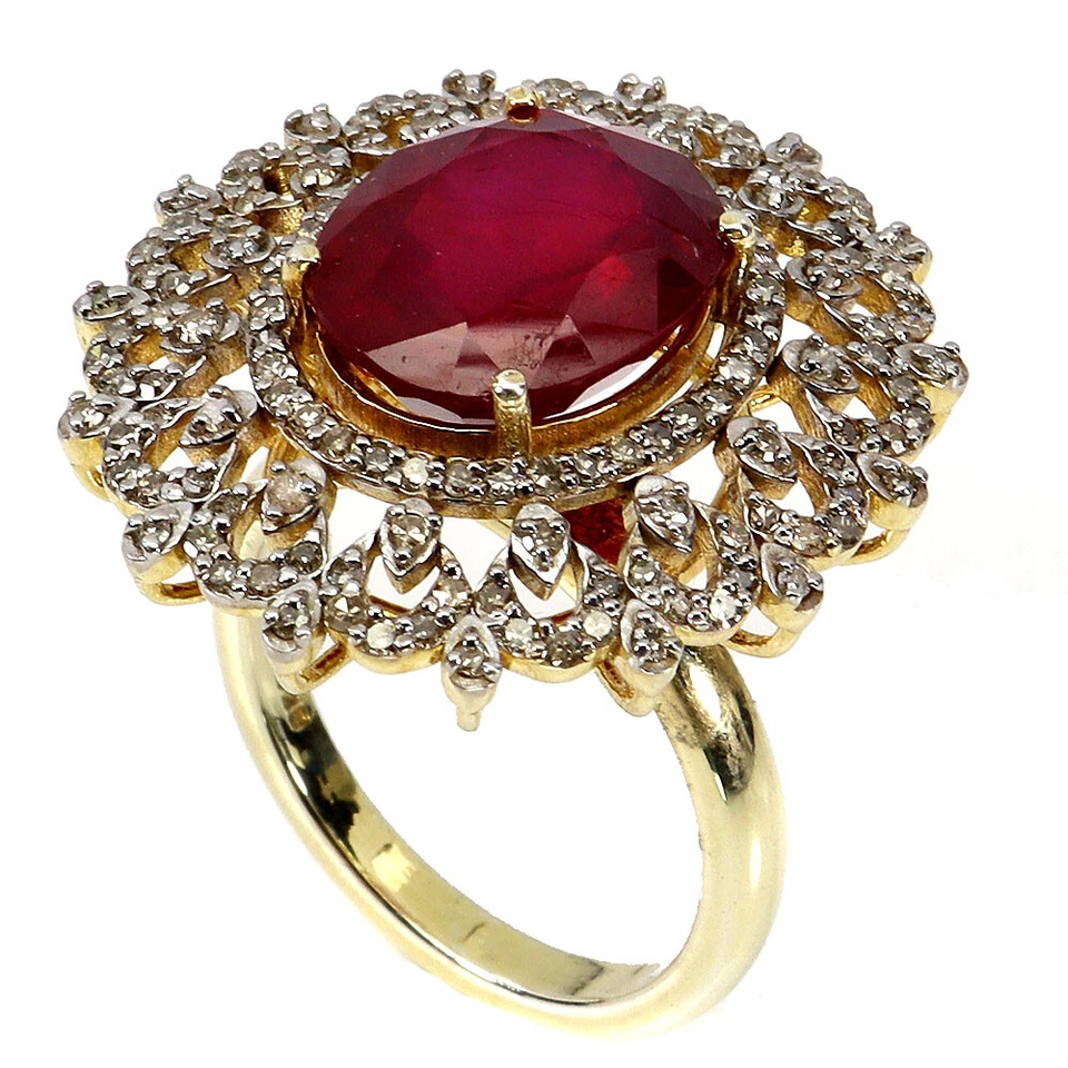 925 Sterling Silver Ring Oval Ruby 8.10ct Diamond Gemstone Jewelry Handmade Gift - Image 2 of 4
