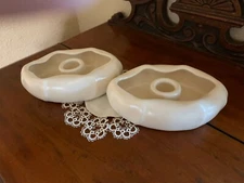 Vintage Mid Century Ceramic Cream Candle Holders pair