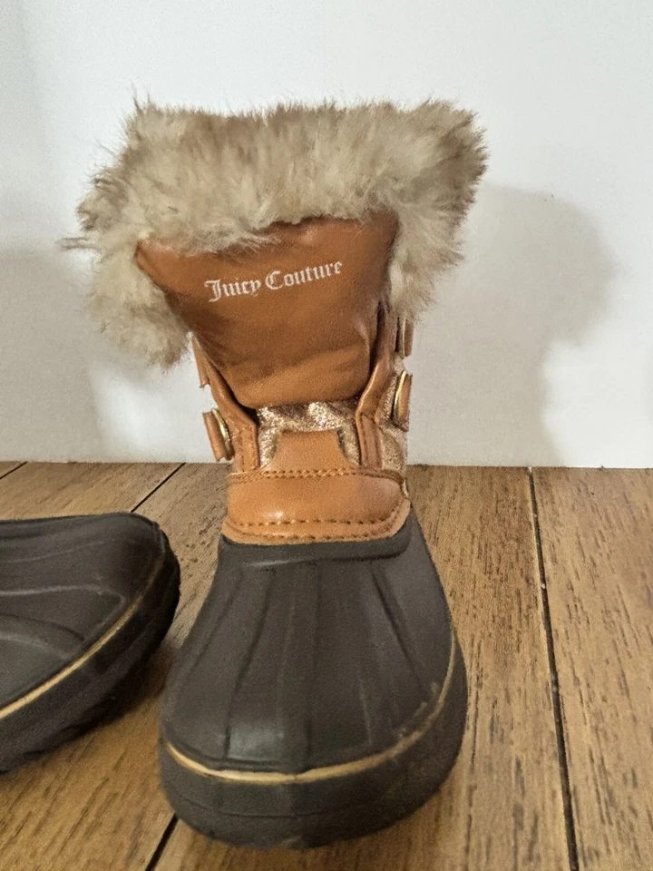 TODDLER JUICY COUTURE LIL CARSON BOOTS FUR TRIM SZ 10 Waterproof Missing Laces - Image 4 of 4