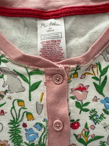Mini Boden girls Easter long john pajamas size 7 - Picture 2 of 6