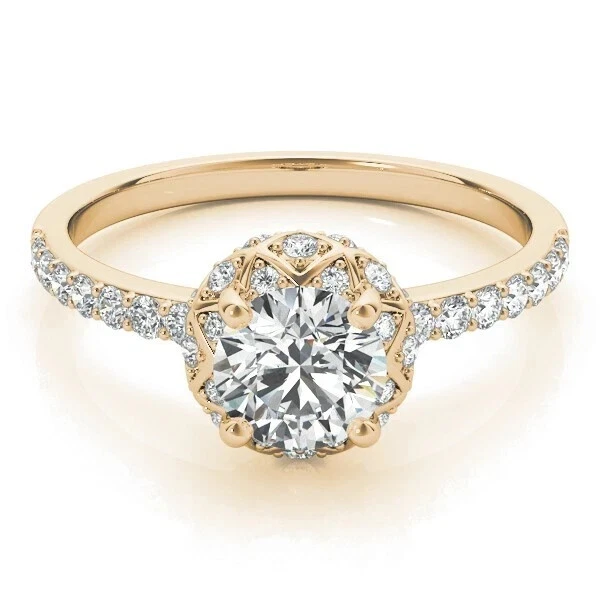 1.07 Ct Round Cut Lab Created Diamond Engagement Wedding Ring 14K Yellow Gold - Image 3 of 4