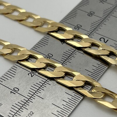 375 Solid 9ct Gold Men 8mm Curb Link Chain Heavy 18 Inch