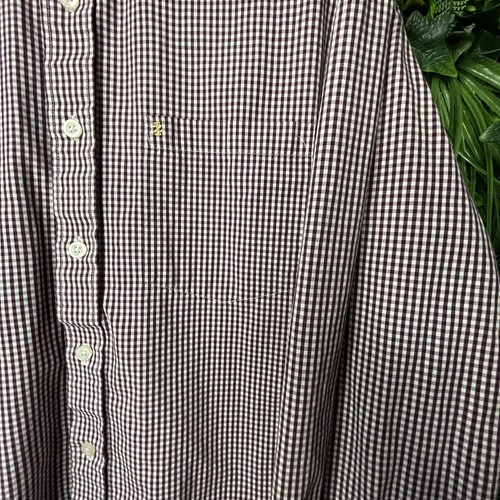 IZOD Shirt Men XXL Wine Red White Plaid Dress Shirt Collared Button 0851 - Picture 5 of 10
