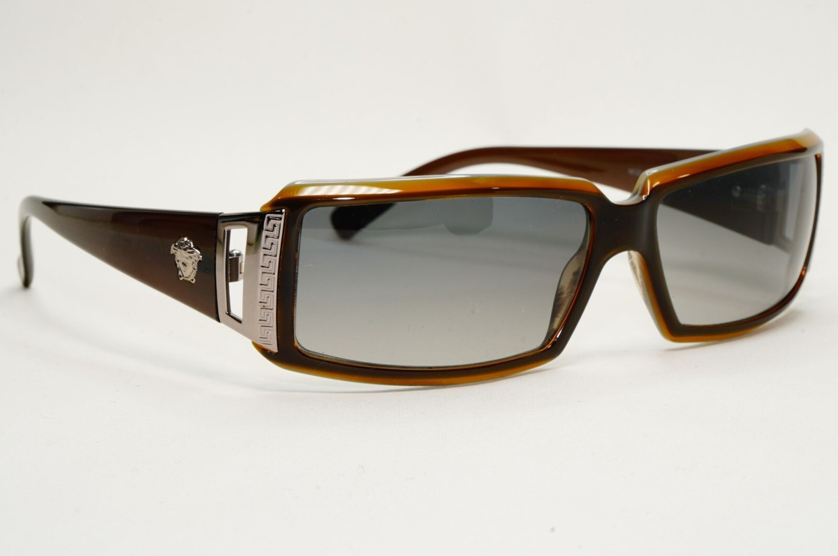 VERSACE サングラス Versace Sunglasses 2004 Vintage Rectangle Wrap Brown Grey MOD 4048