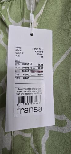 NEW Designer Fransa Green pattern blouse 3/4 sleeves rrp £50 - Picture 4 of 4