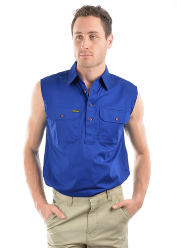 Hard Slog Men's Half Placket Light Sleeveless Shirt BRAND NEW WITH TAGS - Picture 3 of 12
