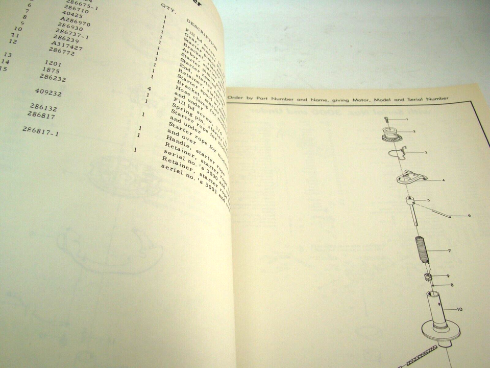 1970 Chrysler Outboard OB 1321 Parts Catalog 9.9 HP Model 92/93 H & HB ...