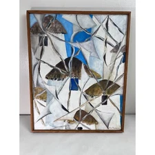 Vintage Alex Papajion Abstract Expressionist Oil Painting Signed Framed Windmill