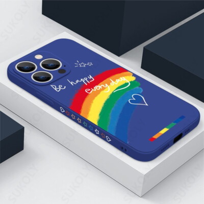 Regenbogen Silikon Handy Hülle für iPhone 15 14 13 Pro Max 12 11 XR XS 8 SE Case