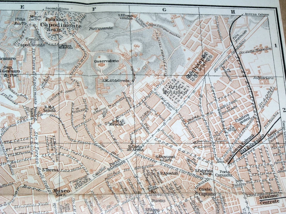 1900 ANTIGUO MAPA DE LA CIUDAD DE NAPOLI / NÁPOLES / ITALIA Foto 4 de 4