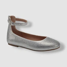 INC International Concepts Baby's Girl's Silver Elise Ballet Flat Shoes Size 13M