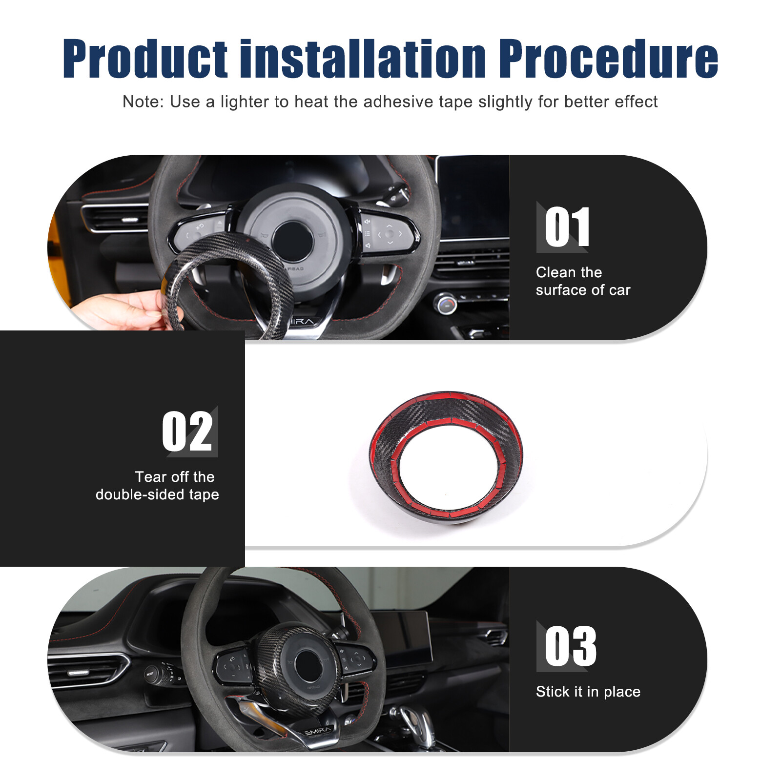Real Carbon Fiber Steering Wheel Around Cover Trim For Lotus EMIRA 2023-25