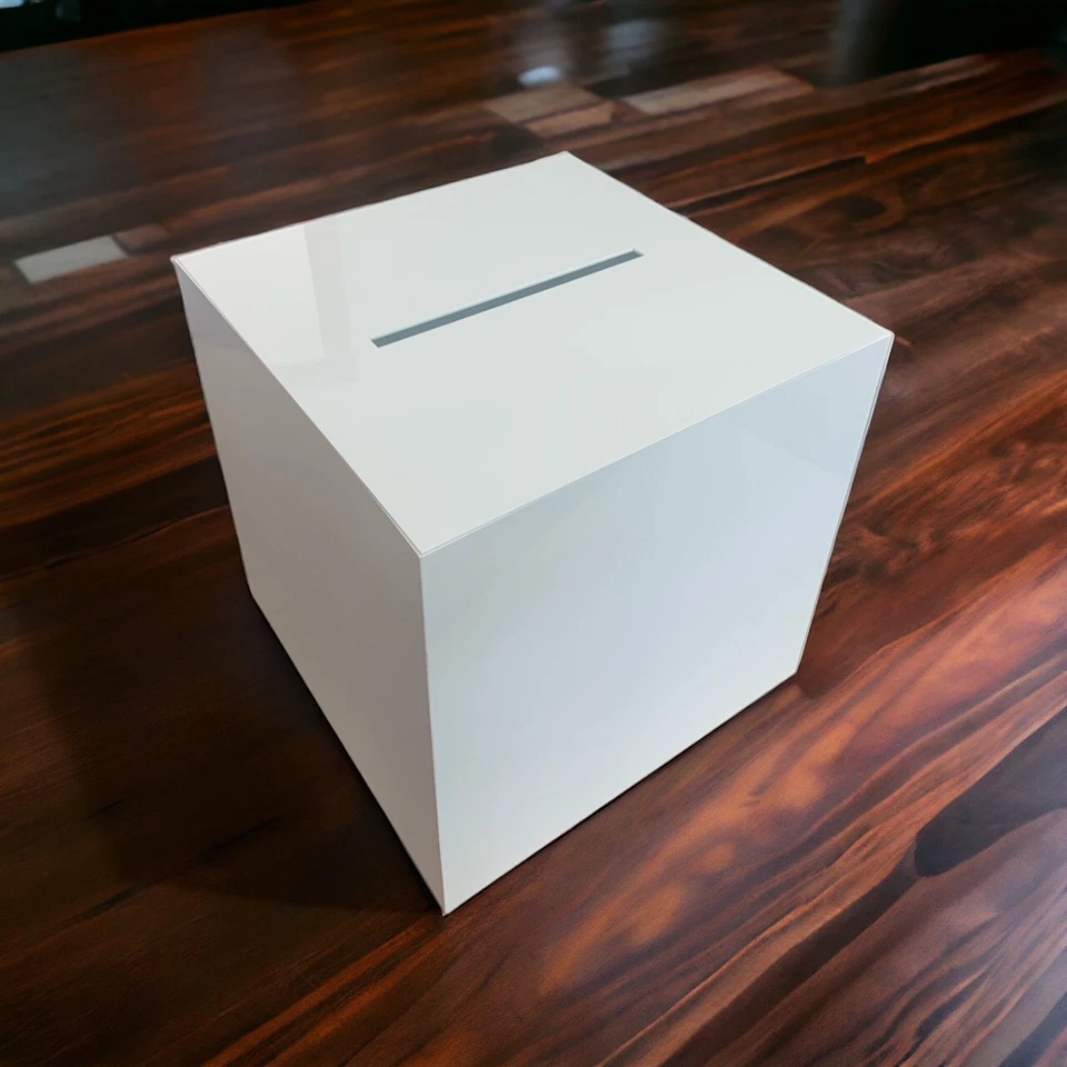 Losbox Spendenbox Geldbox Hochzeit Acryl weiß mit abnehmbaren Deckel div Größen - Bild 2 von 2