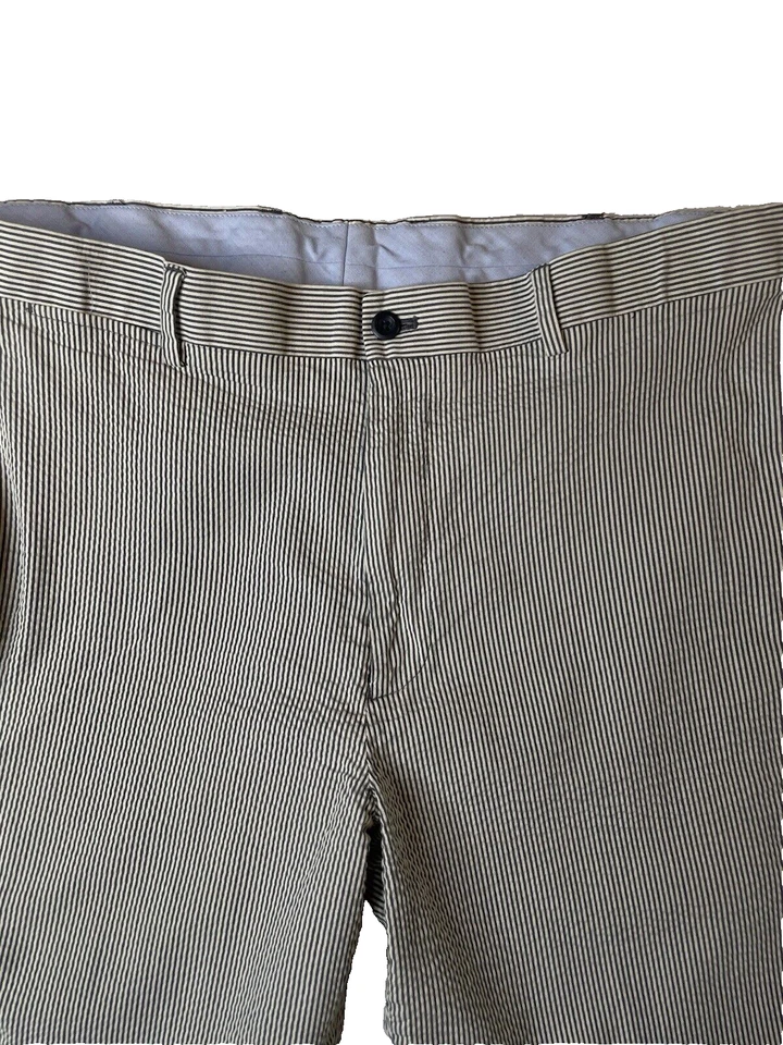 Pantalones Cortos Louis Raphael Rosso Seersucker Algodón Rayas Gris Claro Para Hombre Talla 38" Foto 3 de 4