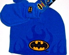 DC Comics Boy's Toddler Batman Beanie Hat Mittens Cold Weather Set Blue 1 size