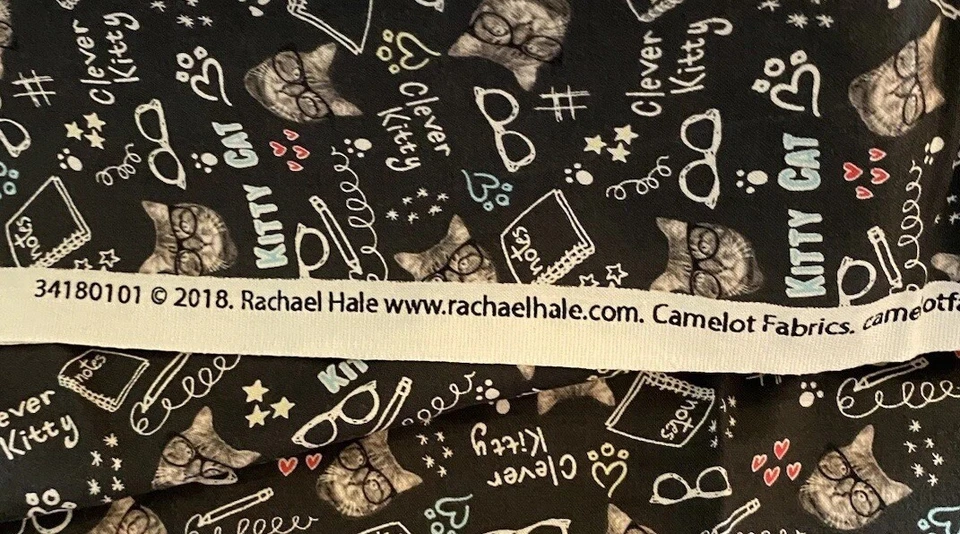 Camelot Fabrics by Rachael Hale CLEVER KITTY Eyeglasses 34180101 Black 36 x 41” - Image 4 of 4