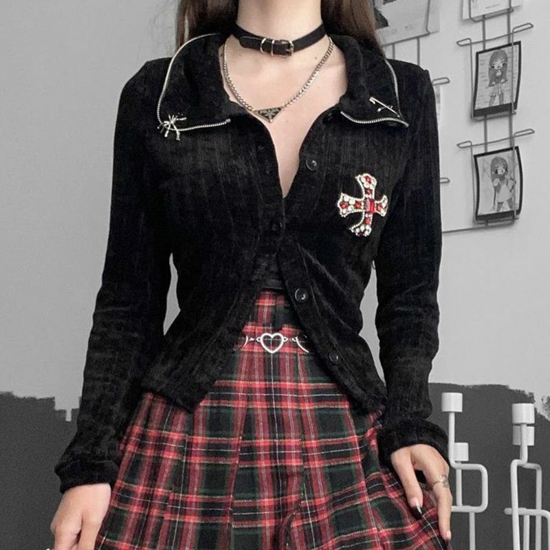 Gothic Cardigan Women Streetwear Dark 