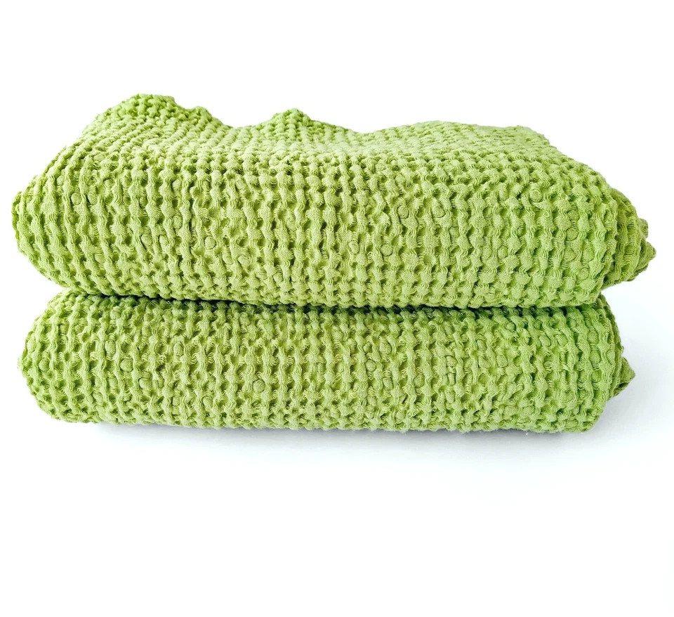 Toallas de baño de lino Waffle suaves toallas de baño grandes de secado rápido con lazo para colgar Foto 4 de 4