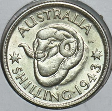 Australia 1943 Shilling Merino ram 241145 combine shipping