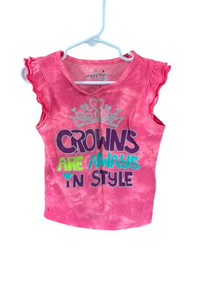 Jumping Beans Girls 6 Pink Cap Short Sleeve Tshirt Tee Crowns Are Always in Styl