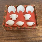 Vintage Miniature Milk Glass Tea Cups and Saucers Marked Japan Tea Set