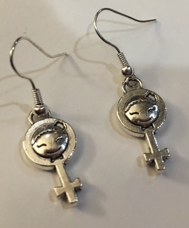 Girl Charm  Earrings Gender Reveal Pregnancy Baby Shower Maternity Girl Symbol