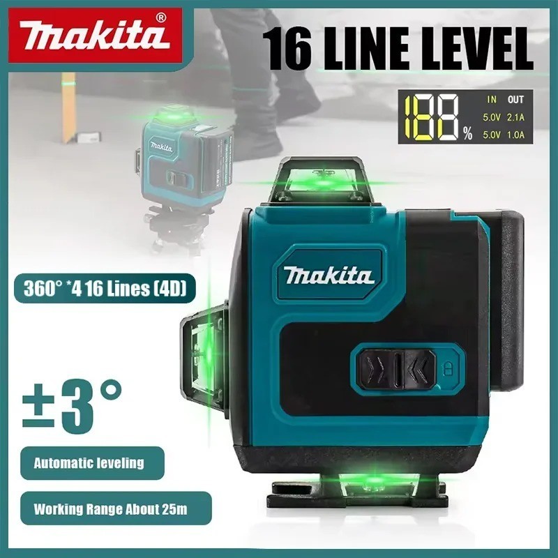 New Makita High-Precision 16-Line 360 Horizontal Vertical Cross Level Green Ligh