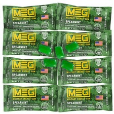 MEG - Military Energy Gum  100mg of Caffeine 1 Count Pack 8 , Spearmint