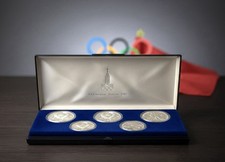 Olympia Moskau 1980 Silbermünzen Set | 5 Münzen 5&10 Rubel | 900 Silber | OVP