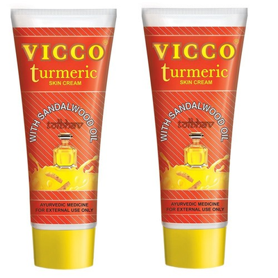 #ad Vicco Turmeric Cream with Sandalwood Oil Ayurvedic for Fairness Acne Pack of 2 $22.55