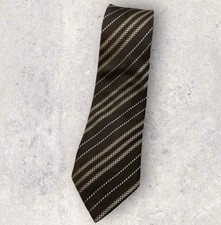 GIORGIO ARMANI Men's Silk Tie ITALY LUXURY Brown Beige Striped W:3.4" EUC