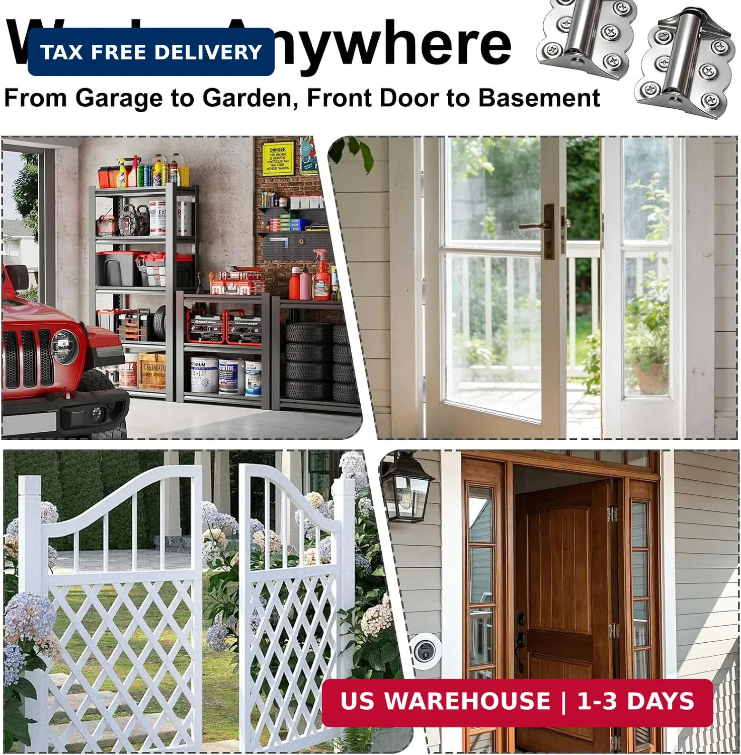 2 Pack Heavy Duty Self-Closing Spring Hinges for Screen Doors ...