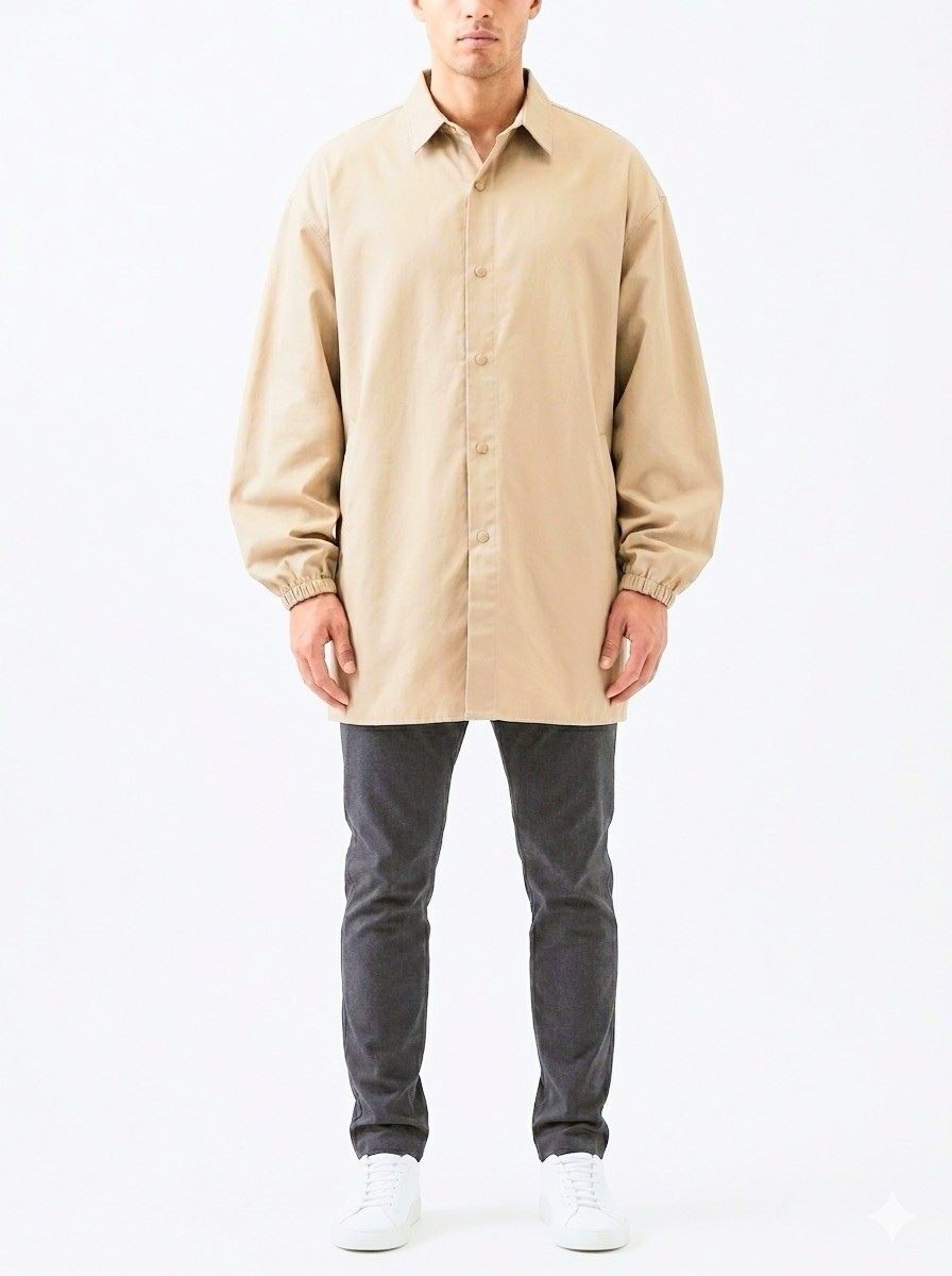 Fear of God FOG Essentials Oversized Coach Jacket Shirt XL Tan Oak NWOT