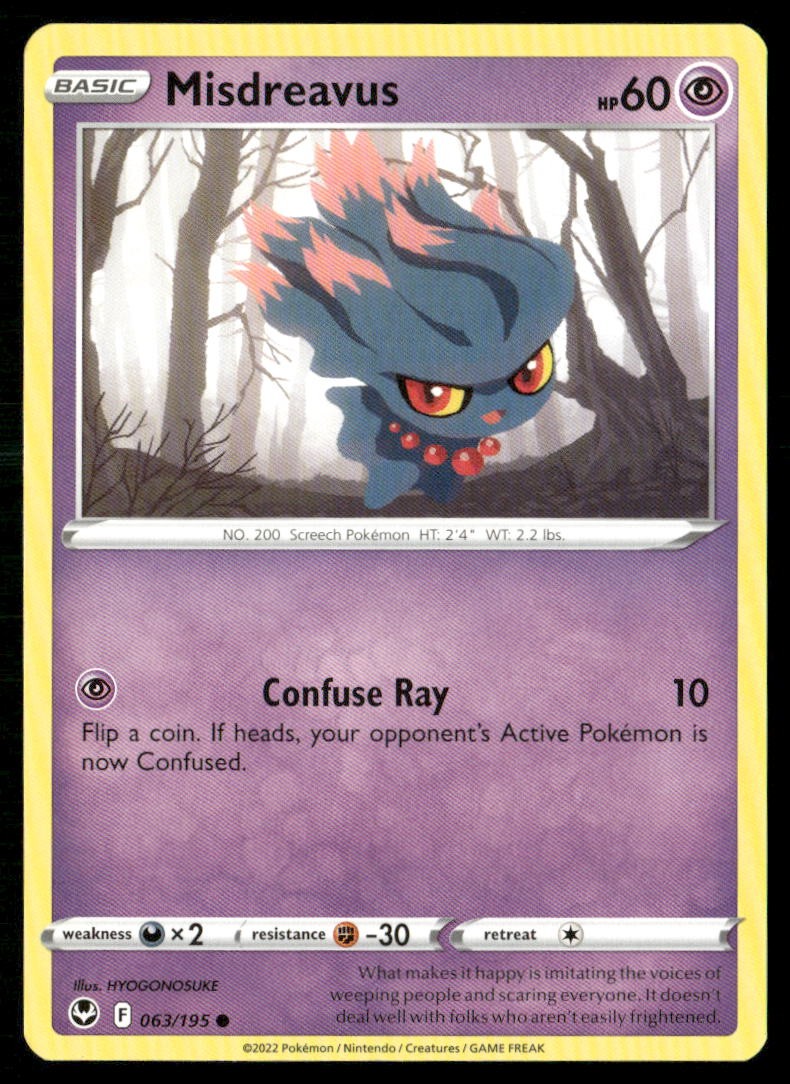 Misdreavus 063/195 Common Silver Tempest Pokemon Lightly Played