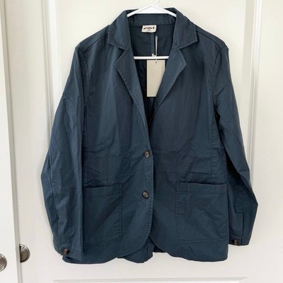 NWT Pact Relaxed Casual Organic Cotton Double Button Career Blazer Blue XS