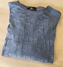 Vtg 90's Montechiaro Italian Sweater Men's Size L Blue Textured Patchwork Knit