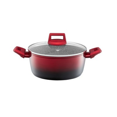 AMBITION Kochtopf mit Deckel Topf Gemüsetopf Aluminium Induktion Ombre Red 20 cm